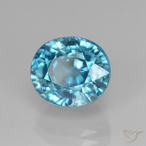 5.07 ct Blue Zircon Stone, Natural Zircon in Oval Facet Shape for Sale