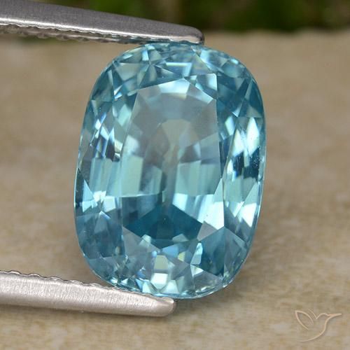 6.38 ct Blue Zircon Stone, Natural Zircon in Oval Facet Shape for Sale