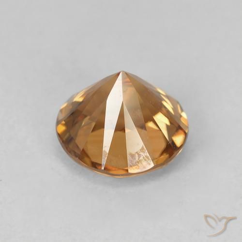 Zircon Gemstone in 7 mm (calibrated) Size for Sale, Zircon Stone in Deep Orange Color