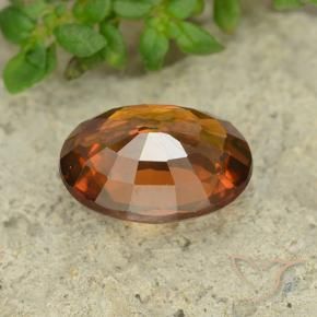 Zircon Gemstone in 8 x 6 mm (calibrated) Size for Sale, Zircon Stone in Medium-Dark Orange Color
