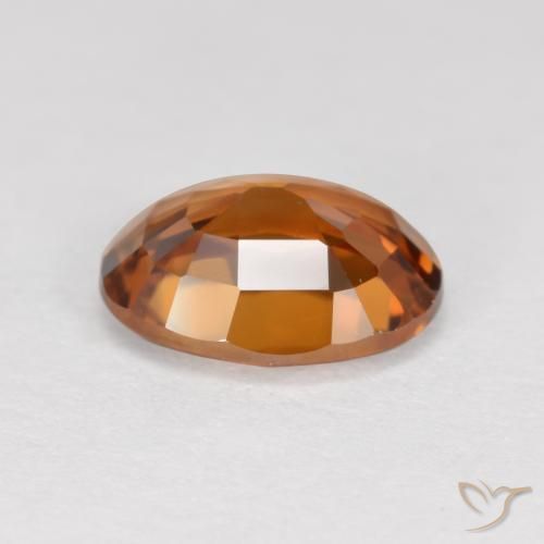Zircon Gemstone in 8 x 6 mm (calibrated) Size for Sale, Zircon Stone in Medium-Dark Orange Color