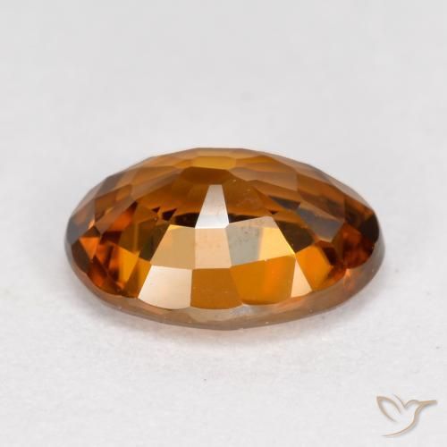 Zircon Gemstone in 7.7 x 5.7 mm Size for Sale, Zircon Stone in Deep Brownish Orange Color