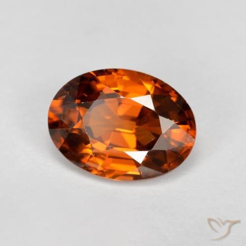 1.74 ct Orange Zircon Stone, Natural Zircon in Oval Facet Shape for Sale
