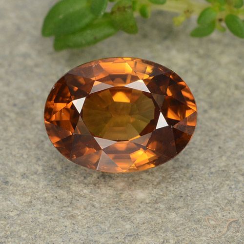 2.00ct Natural Medium-Dark Orange Zircon, Oval, VVS-VS