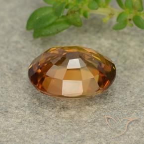 Zircon Gemstone in 8 x 6 mm (calibrated) Size for Sale, Zircon Stone in Medium-Dark Orange Color