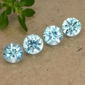 2.11 ctw Blue Zircon Stones, Natural Zircon in Diamond-Cut Shape for Sale