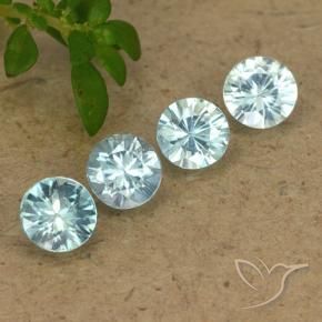 2.04 ctw Blue Zircon Stones, Natural Zircon in Diamond-Cut Shape for Sale