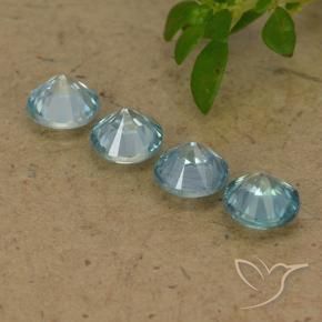 Zircon Gemstones in 4.5 mm (calibrated) Size for Sale, Zircon Stones in Light Blue Color