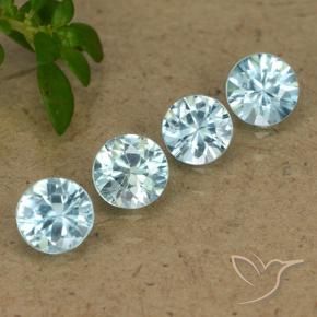 2.08 ctw Blue Zircon Stones, Natural Zircon in Diamond-Cut Shape for Sale