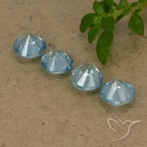 Zircon Gemstones in 4.5 mm (calibrated) Size for Sale, Zircon Stones in Light Blue Color