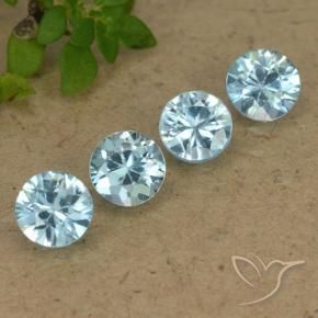 2.10 ctw Blue Zircon Stones, Natural Zircon in Diamond-Cut Shape for Sale