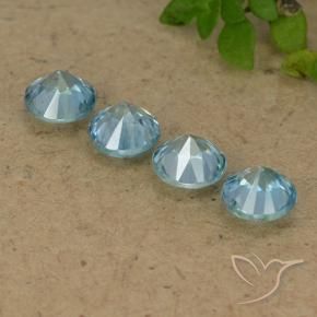 Zircon Gemstones in 4.5 mm (calibrated) Size for Sale, Zircon Stones in Light Maya Blue Color