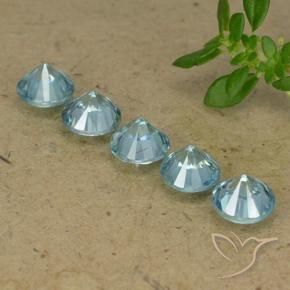 Zircon Gemstones in 4.5 mm (calibrated) Size for Sale, Zircon Stones in Light Blue Color
