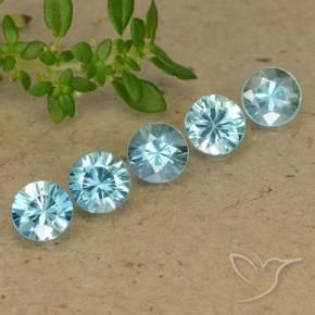 2.81 ctw Blue Zircon Stones, Natural Zircon in Diamond-Cut Shape for Sale