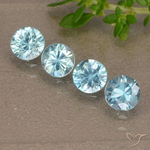 Circón azul de 1,85 quilates, corte de diamante de 4,3 mm de Camboya, Photo A
