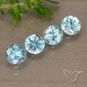 1.85 ctw Blue Zircon Stones, Natural Zircon in Diamond-Cut Shape for Sale