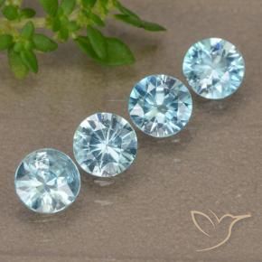 1.84 ctw Blue Zircon Stones, Natural Zircon in Diamond-Cut Shape for Sale