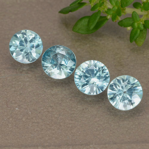 Celeste Circón Gema - 0.4ct Corte Diamante (ID: 489868)