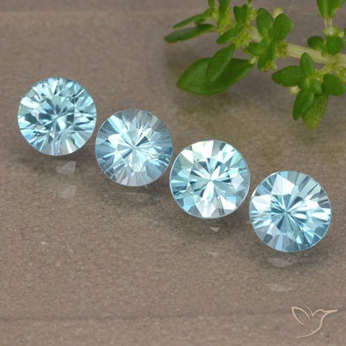 Circón azul de 2,17 quilates, corte de diamante de 4,5 mm de Camboya, Photo A