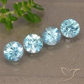 2.17 ctw Blue Zircon Stones, Natural Zircon in Diamond-Cut Shape for Sale
