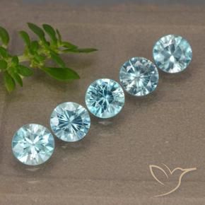 2.74 ctw Blue Zircon Stones, Natural Zircon in Diamond-Cut Shape for Sale