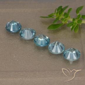 Zircon Gemstones in 4.5 mm (calibrated) Size for Sale, Zircon Stones in Light Blue Color