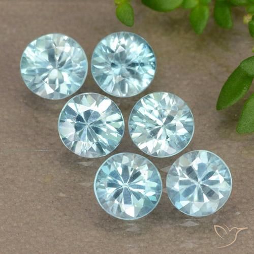 3.01 ctw Blue Zircon Stones, Natural Zircon in Diamond-Cut Shape for Sale