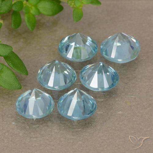 Zircon Gemstones in 4.4 mm Size for Sale, Zircon Stones in Light Maya Blue Color
