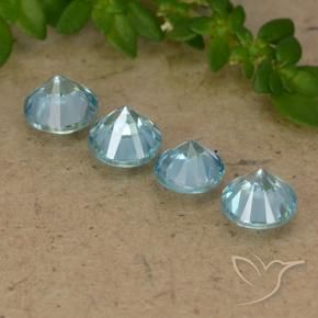 Zircon Gemstones in 4.5 mm (calibrated) Size for Sale, Zircon Stones in Light Blue Color