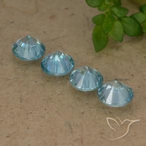 Zircon Gemstones in 4.5 mm (calibrated) Size for Sale, Zircon Stones in Light Blue Color