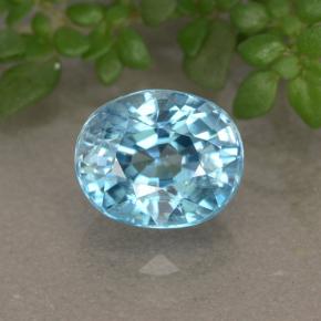 2.18 ct Blue Zircon Gemstone, Zircon Gem in Oval Facet Shape for Sale.