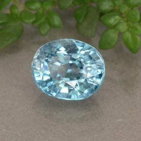 2.18 ct Blue Zircon Stone, Natural Zircon in Oval Facet Shape for Sale
