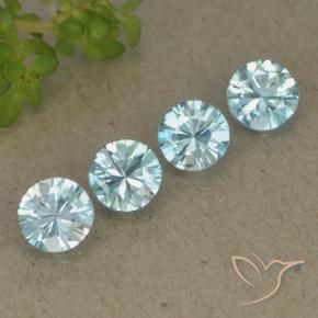 2.06 ctw Blue Zircon Stones, Natural Zircon in Diamond-Cut Shape for Sale