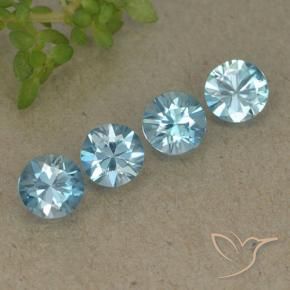 1.94 ctw Blue Zircon Stones, Natural Zircon in Diamond-Cut Shape for Sale
