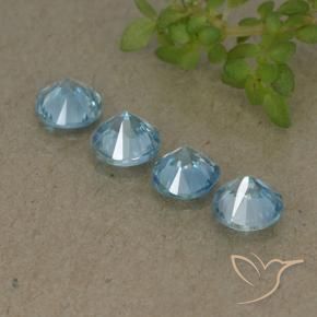 Zircon Gemstones in 4.5 mm (calibrated) Size for Sale, Zircon Stones in Intense Baby Blue Color