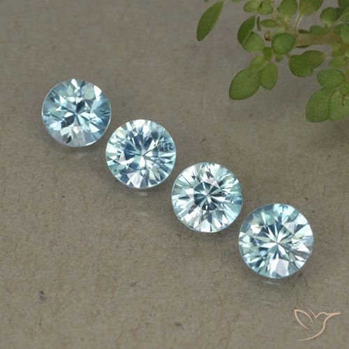 Circón azul de 2,03 quilates, corte de diamante de 4,4 mm de Camboya, Photo A