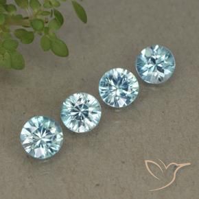 2.03 ctw Blue Zircon Stones, Natural Zircon in Diamond-Cut Shape for Sale