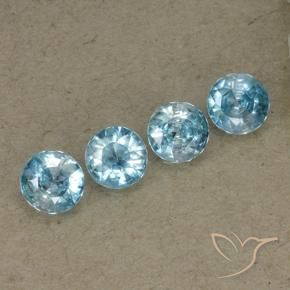1.70 ctw Blue Zircon Stones, Natural Zircon in Diamond-Cut Shape for Sale