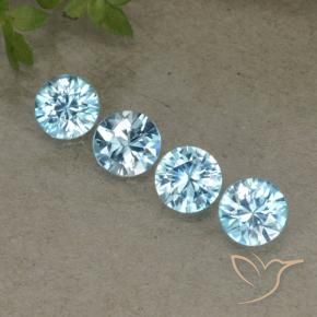 2.08 ctw Blue Zircon Stones, Natural Zircon in Diamond-Cut Shape for Sale