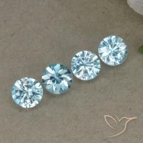 2.03 ctw Blue Zircon Stones, Natural Zircon in Diamond-Cut Shape for Sale