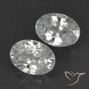 2.34 ctw White Zircon Stones, Natural Zircon in Oval Facet Shape for Sale
