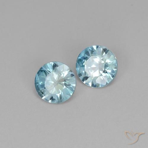 1.00 ctw Blue Zircon Stones, Natural Zircon in Diamond-Cut Shape for Sale