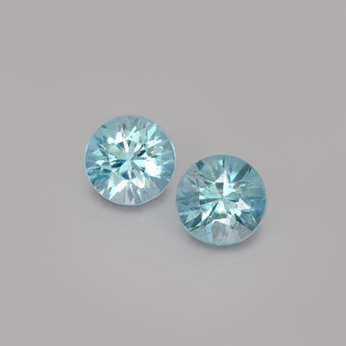 Par de Circón Circular a juego de 3,9mm - Peso 0,78 ct en total / promedio. 0,39 ct cada uno, piedra preciosa natural , color Azul claro con claridad vvs-vs, dureza Mohs 6.5 - 7.5 Adecuado para joyas de uso diario, Piedra del zodiaco Tauro, Photo A
