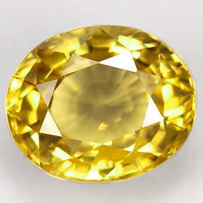 1.96 ct Yellow Zircon Gemstone, Zircon Gem in Oval Facet Shape for Sale.