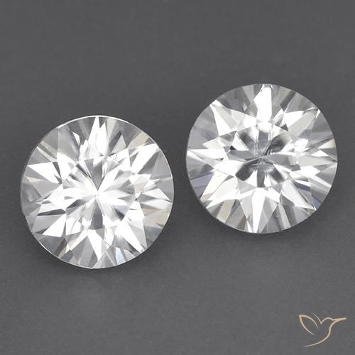 3.56 ct White Zircon, 6.9 mm Diamond Cut From Colombia, Photo A