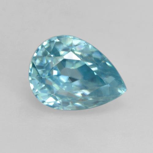2.01 ct Blue Zircon Gemstone, Zircon Gem in Pear Facet Shape for Sale.