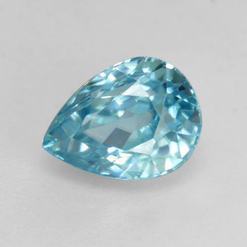 2.01 ct Blue Zircon Stone, Natural Zircon in Pear Facet Shape for Sale