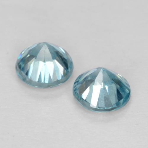 Zircon Gemstones in 4.4 mm Size for Sale, Zircon Stones in Medium Greenish Blue Color