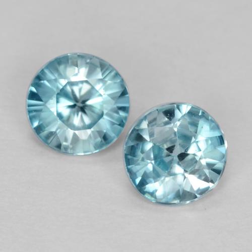 Turquoise Zircon 0.3 Carat (2 pcs) Round from Cambodia Gemstones