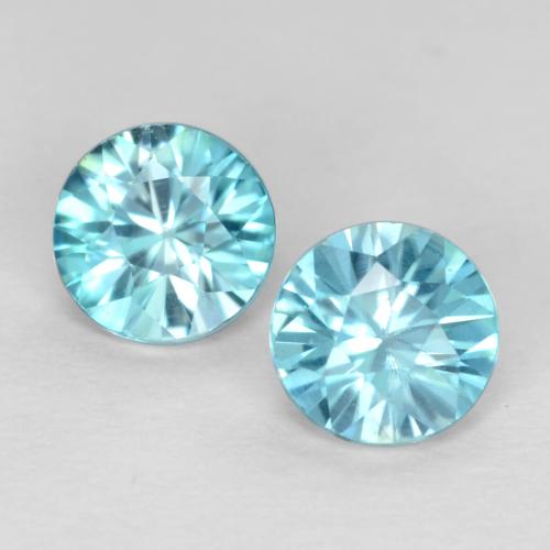 0.97 ctw Blue Zircon Gemstones, Zircon Gems in Diamond-Cut Shape for Sale.